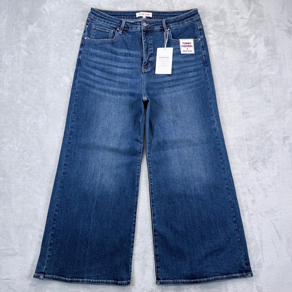 Freckled Poppy Risen Wide Leg Jeans NWT Women 2XL Dark Tummy Control High Rise